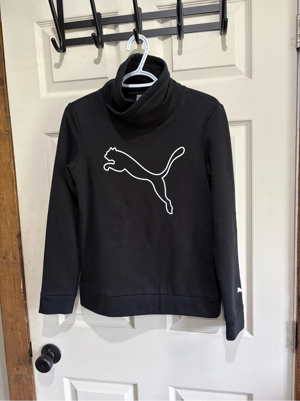 Puma Black Funnel Neck Sweatshirt with White Puma Logo